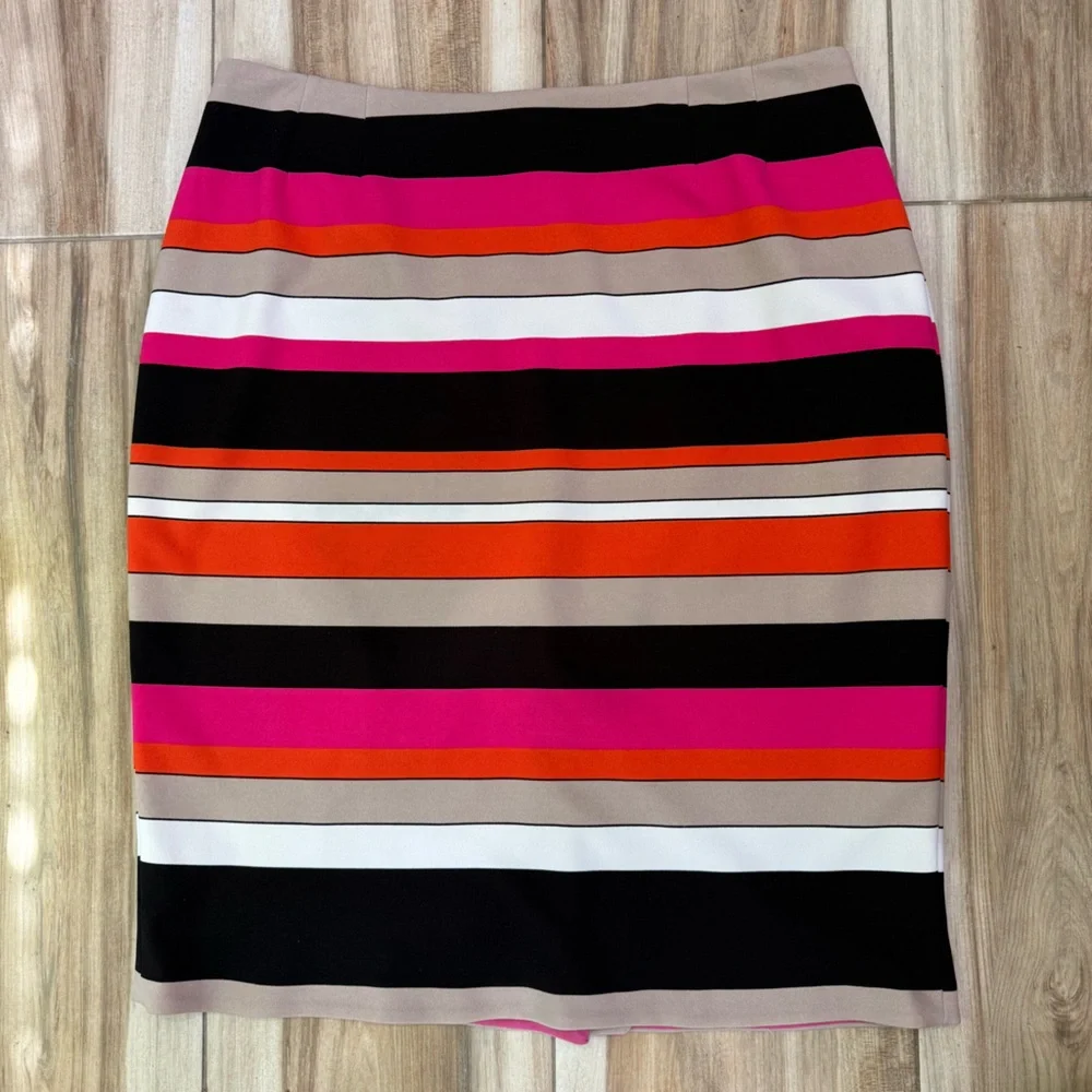 Kasper | Striped Multicolor Stretch Suit Skirt Size 16 - Picture 2 of 9
